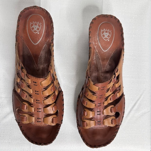 Artiat whipstitch sandal leather western boho wedge neutral western summer fall - Picture 5 of 8